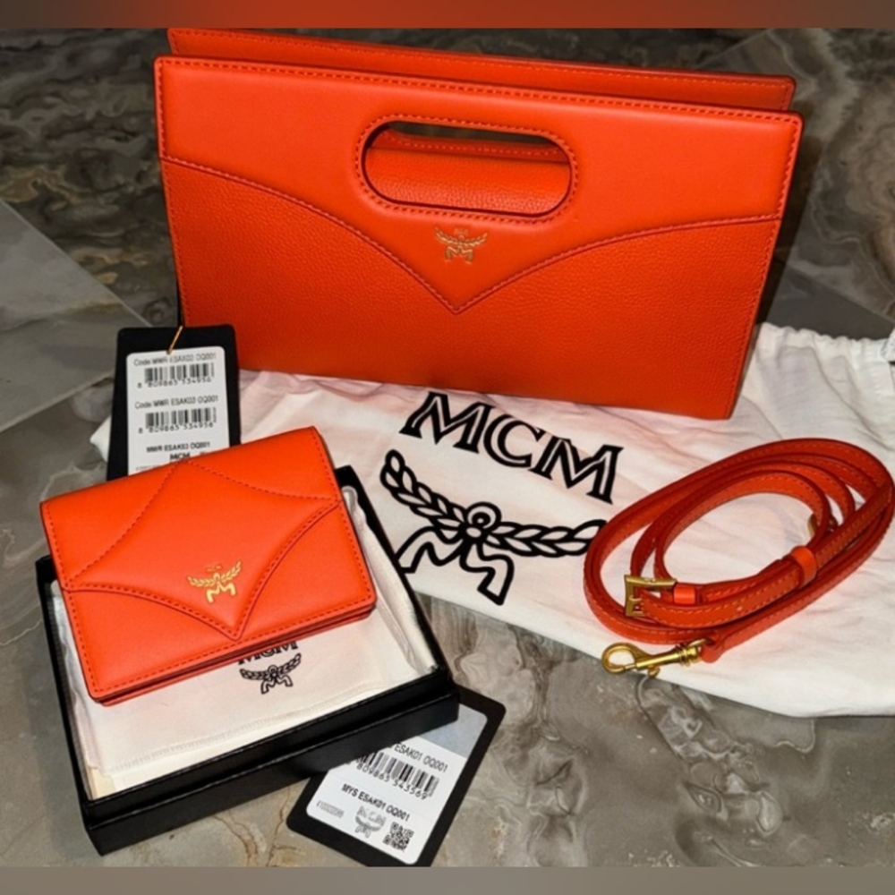NWT MCM Small Diamond Tote Bag With Crossbody Strap & Matching Wallet
